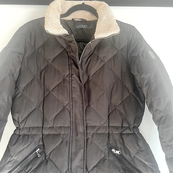 Lauren Ralph Lauren Black Quilted Down Insulated Puffer Coat Size M - No Hood